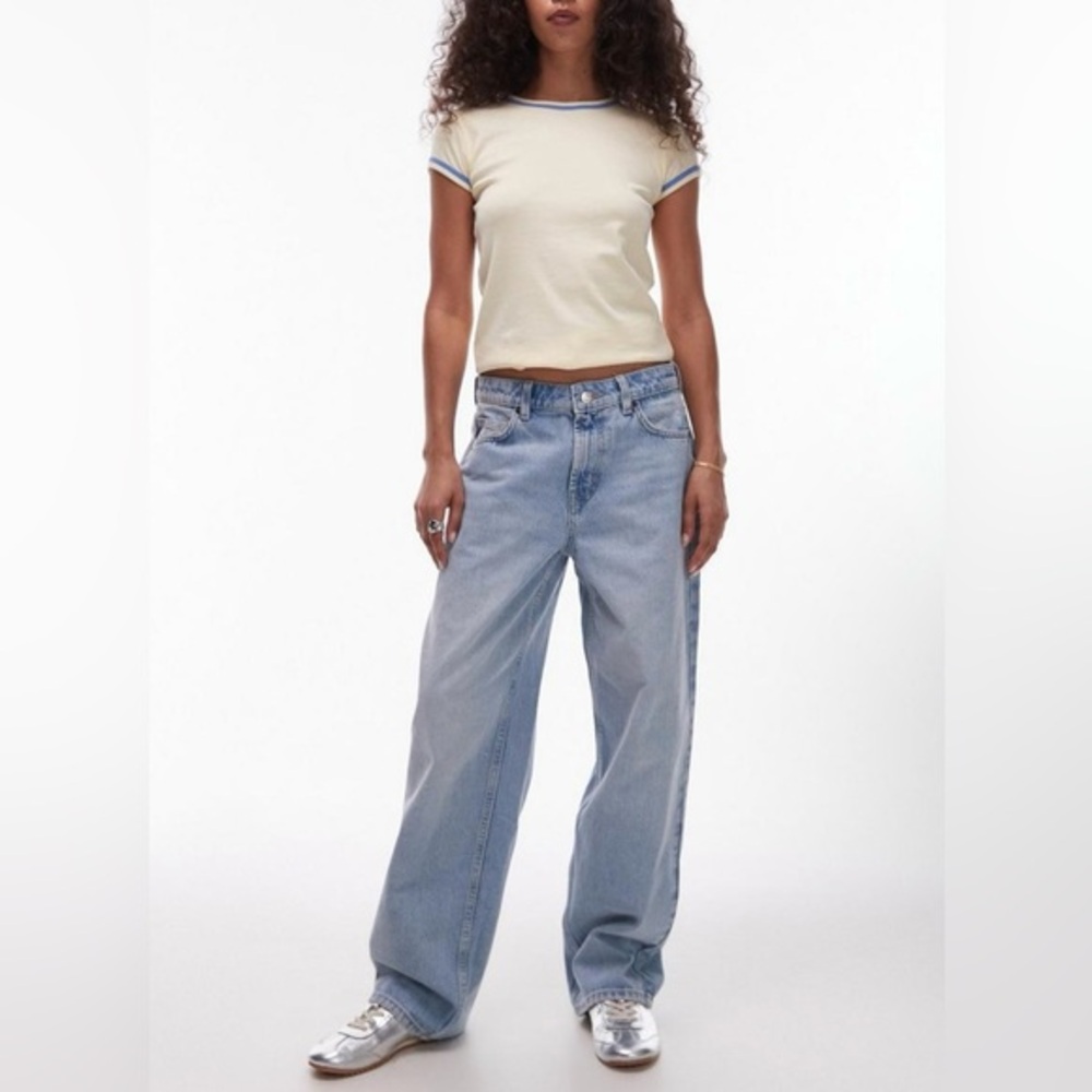 Vintage Top shop Light Blue Low Rise Wide Leg Jeans Sz 12 p
